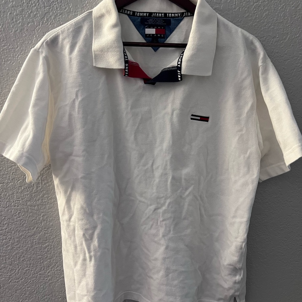 Tommy Jeans 90’s White Polo Size L - Picture 1 of 3